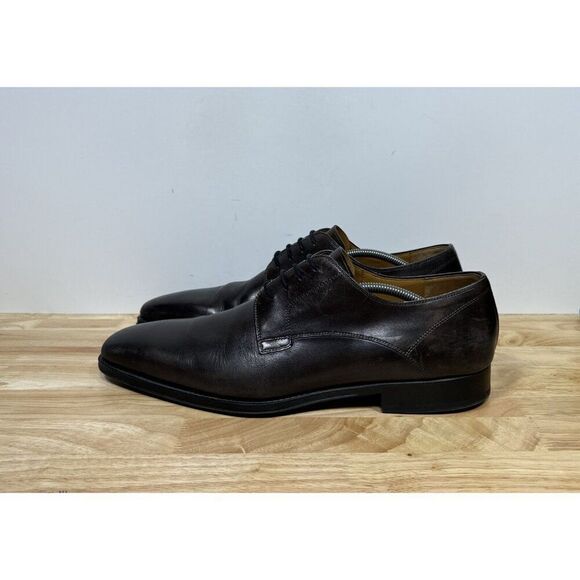 Magnanni Derby Dress Shoes Knight Plain-Toe Square Size 13 Dark Brown 23478 - Picture 3 of 8